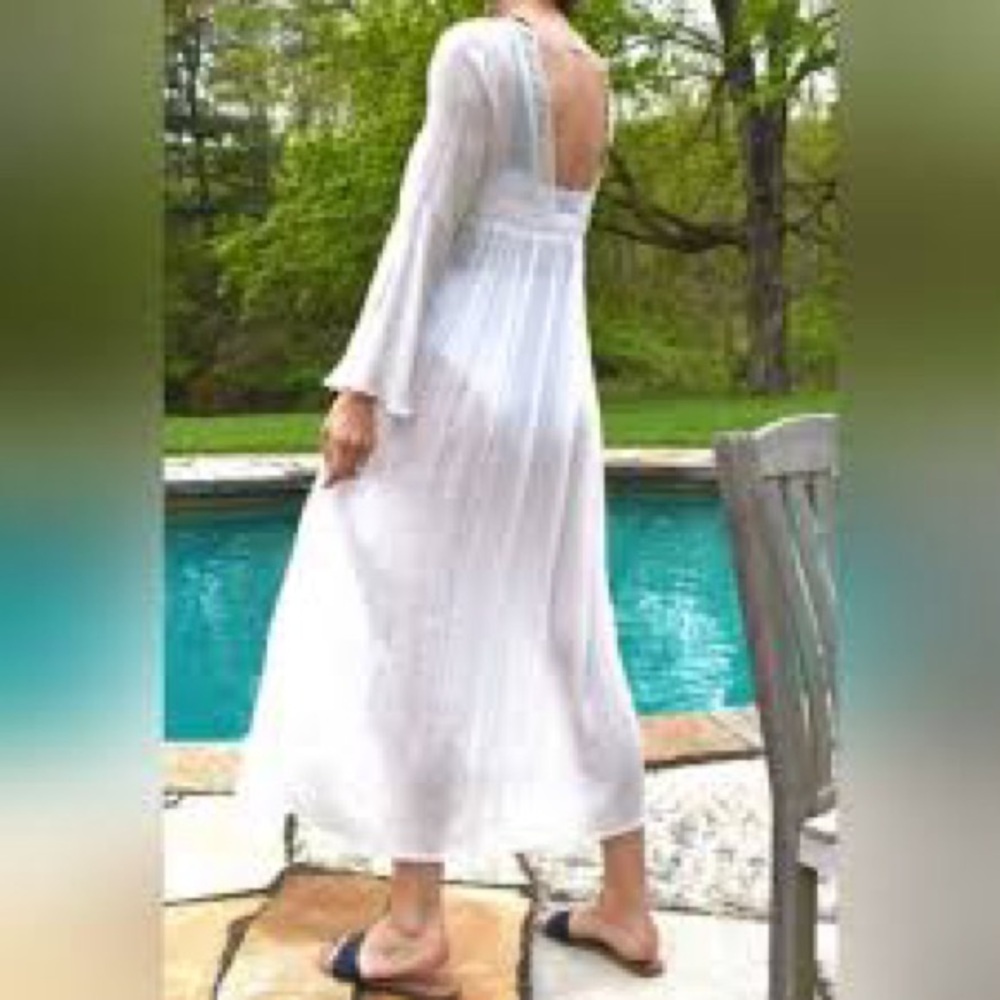 Cupshe Woman’s One size Guaze Lace Beach cover up lightweight robe White NWOT - Picture 2 of 4